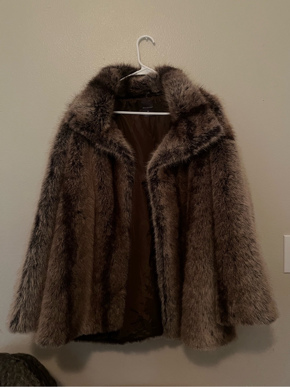 Primark Faux Fur Teddy Jacket in Brown
